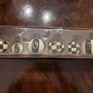 MacKenzie-Childs Black and White Pumpkin Ornaments